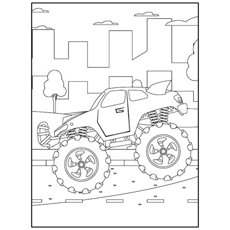 Coloriage Monster Truck Imprimable Pour Les Enfants Vecteur Premium