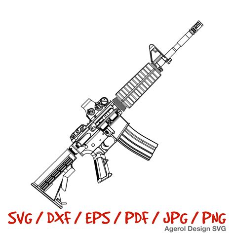 Ar15 Rifle Svg Ar 15 Silhouette Svg Gun Svg Rifle Svg Rifle Png Rifle