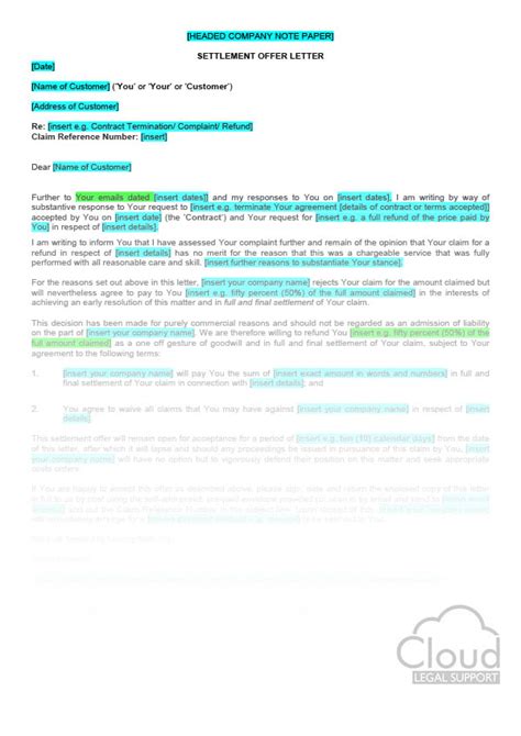 Without Prejudice Settlement Letter Template Download