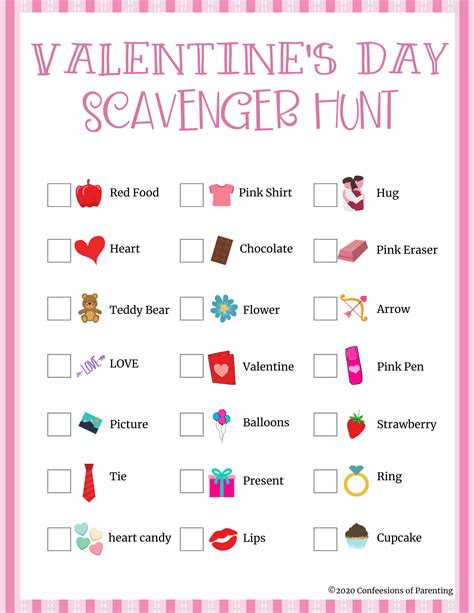 Free Printable Valentines Day Scavenger Hunt Artofit