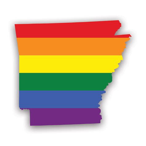 Arkansas State Shaped Gay Pride Rainbow Flag Sticker Decal Self