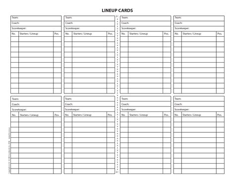 Baseball Lineup Card Template