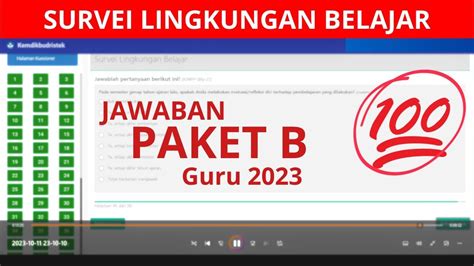 Paket B Jawaban Survei Lingkungan Belajar Paket B Guru Youtube