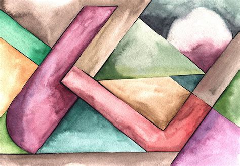 Abstract Composition With Different Shapes And Lines Painting By