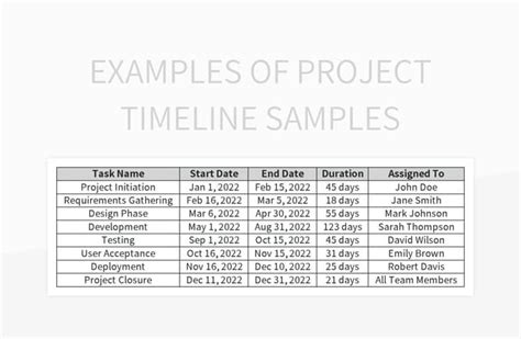 Examples Of Project Timeline Samples Excel Template And Google Sheets ...