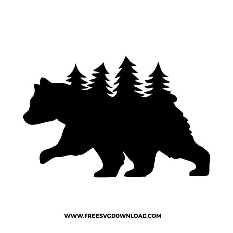 Bear Forest Clipart Camping Svg Forest Silhouette Bear Cricut Svg Bear