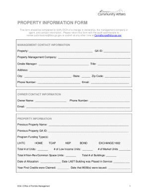 Fillable Online Property Information Form Dca Ga Gov Fax Email Print