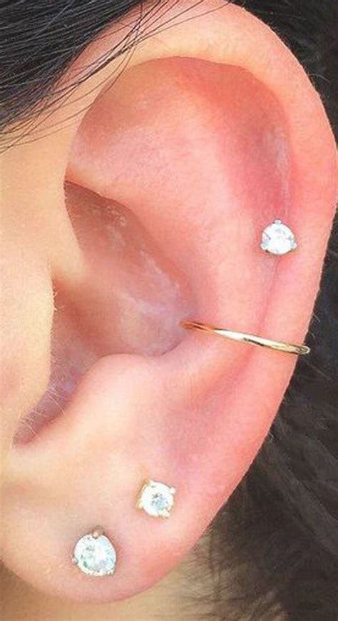 Cute Multiple Ear Piercing Ideas For Women Crystal Cartilage Earring