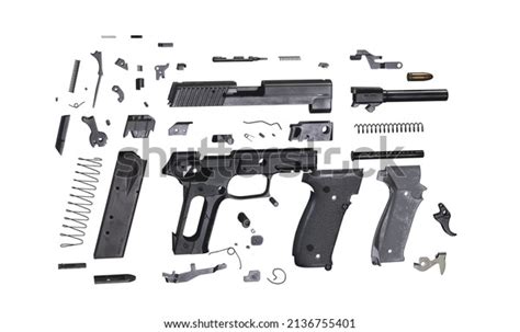 Fully Disassembled Exploded Diagram Automatic Pistol Stock Illustration ...