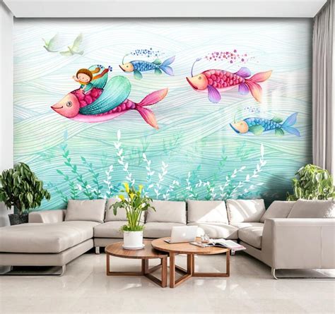 3D Colored Fish WC92 Wall Murals - DRWALLPAPERS