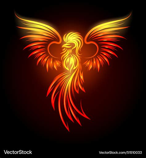 Rising Phoenix Mythological Bird In Flame Emblem Vector Image