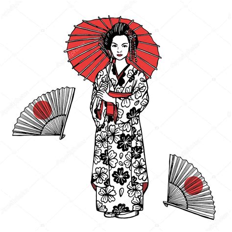 Japanese Geisha Paper Fans — Stock Vector © A Bachelorette 75420725