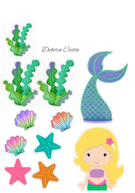 Sereia Mermaid Cake Topper Photo Cake Topper Birthday Cake Topper