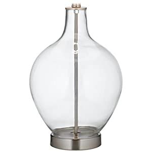 Table Lamp Fillable 28 5 Tall Clear Glass OVO White Linen Drum Shade