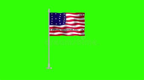 Flag Of Bikini Atoll Pole Flag Of Bikini Atoll On Green Screen Chroma Key Bikini Atoll D
