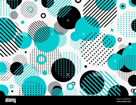 Abstract Retro S S Pattern Blue And Black Geometric Circles Line