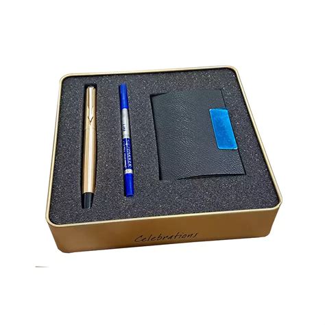 Buy Parker VECTOR Gold Plated Ball Pen With Card Holder Blue