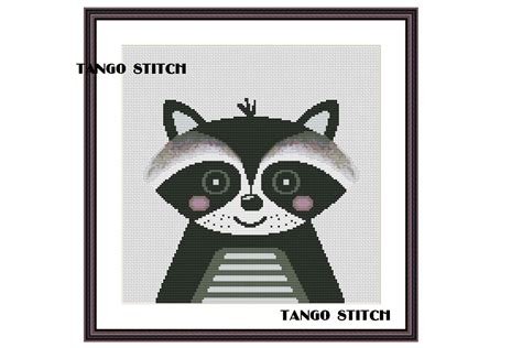 Cute Raccoon Easy Cross Stitch Pattern Graphic By Tango Stitch