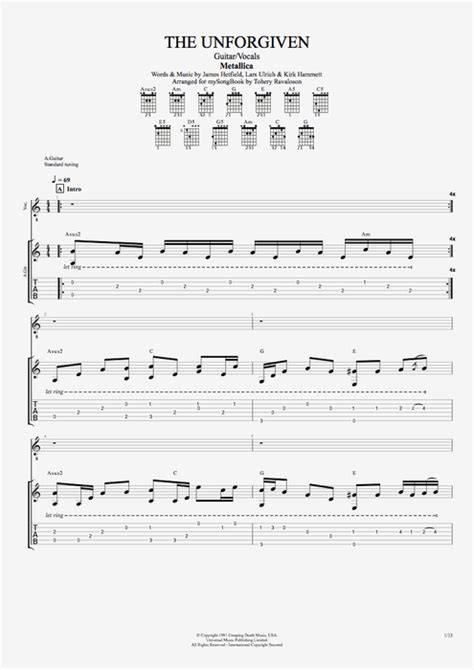 The Unforgiven Tab by Metallica (Guitar Pro) - Guitar & Vocals | mySongBook