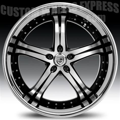 Lexani LSS-5 Gloss Black Machined w/ Stainless Steel Chrome Lip Custom ...