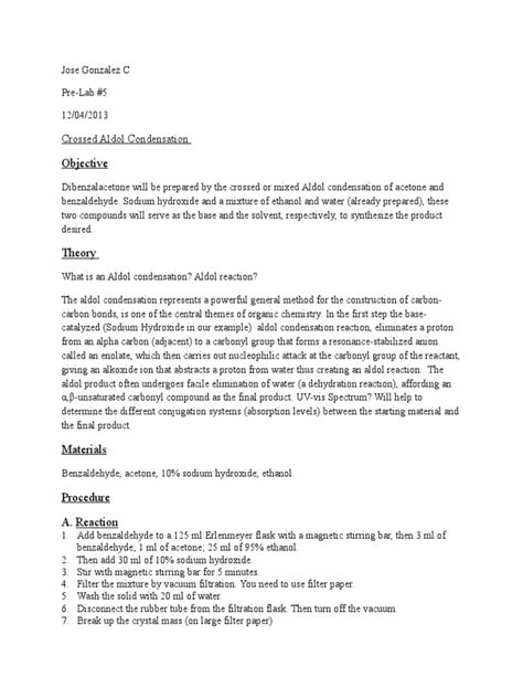 (PDF) pre lab #5 crossed aldol condensation - DOKUMEN.TIPS