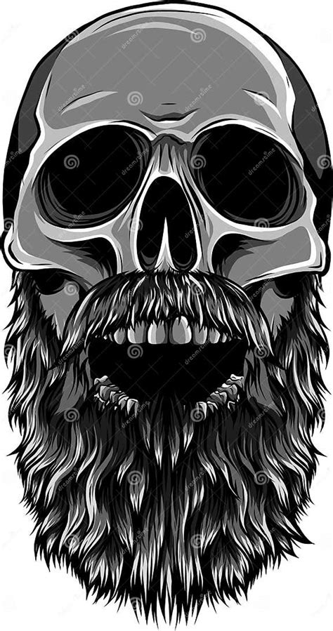 Human Skull With Beard Vector Illustration Design Stock Illustration