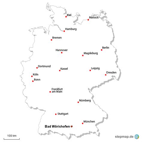 StepMap Deutschland Entfernungen Landkarte für Deutschland