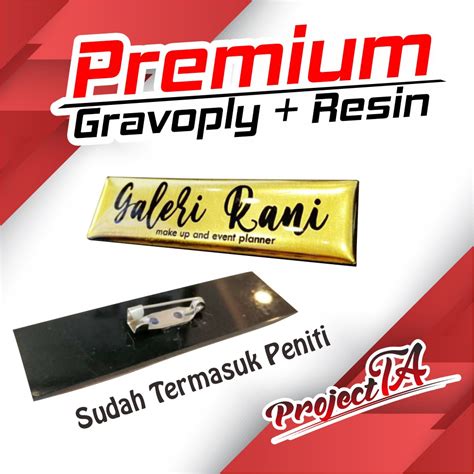 jual nametag akrilik resin gravoply resin papan nama dada