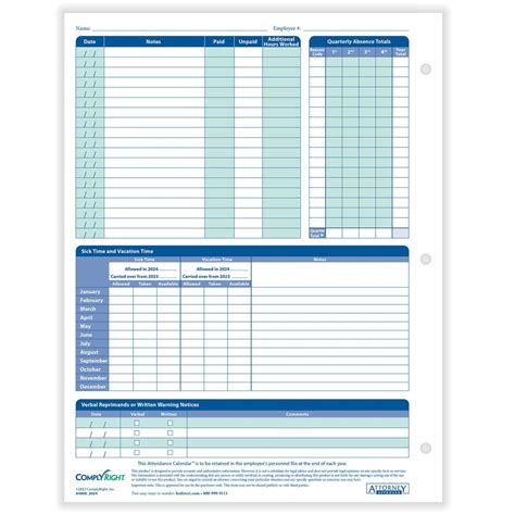 2024 Employee Attendance Calendar - Printable Word Searches