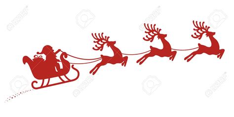 santa sleigh reindeer red silhouette | Santa sleigh silhouette ...