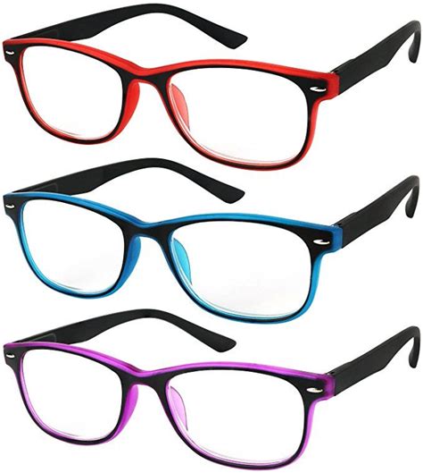 Reading Glasses Set of 3 Spring Hinge Comfort 3 Color Fashion Readers Glasses for Reading Men ...