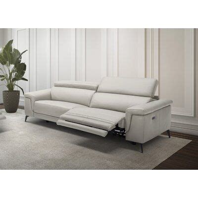 Orren Ellis Philippa Genuine Leather Pillow Top Arm Reclining Sofa