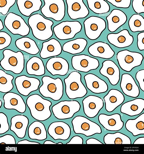 Fried Egg Seamless Pattern Background Vector Design Food Elements In