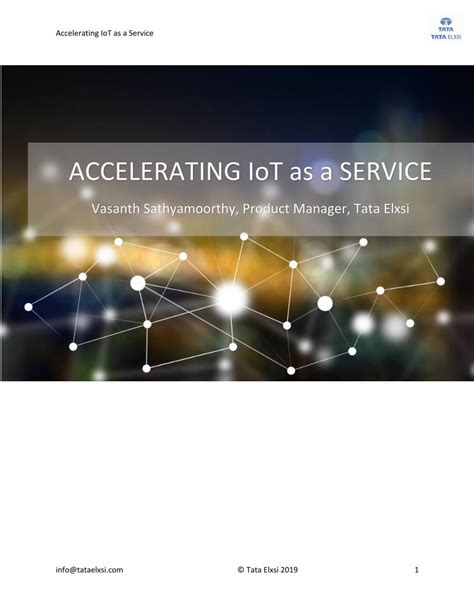 (PDF) ACCELERATING IoT as a SERVICE - Tata Elxsi...IoT Platform ...