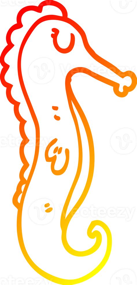 Warm Gradient Line Drawing Of A Cartoon Sea Horse 45205412 Png