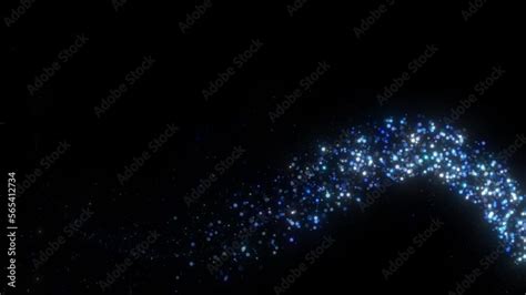 Glowing Particle Trail Moving On Black Background Glitter Particle