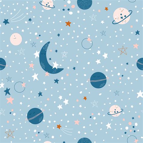 Baby Moon And Stars Wallpaper