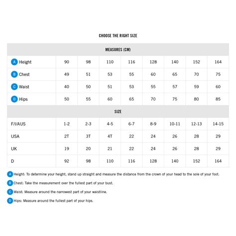 Arena Size Chart - Girls | Ludus.is