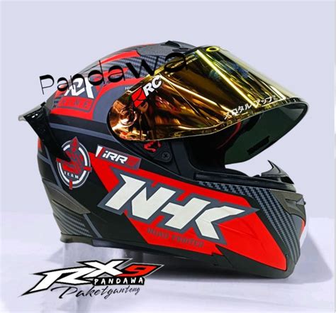 HELM Nhk Rx9 Paket Ganteng Flat Visor Iradium BLACK RED DOFF BISA COD