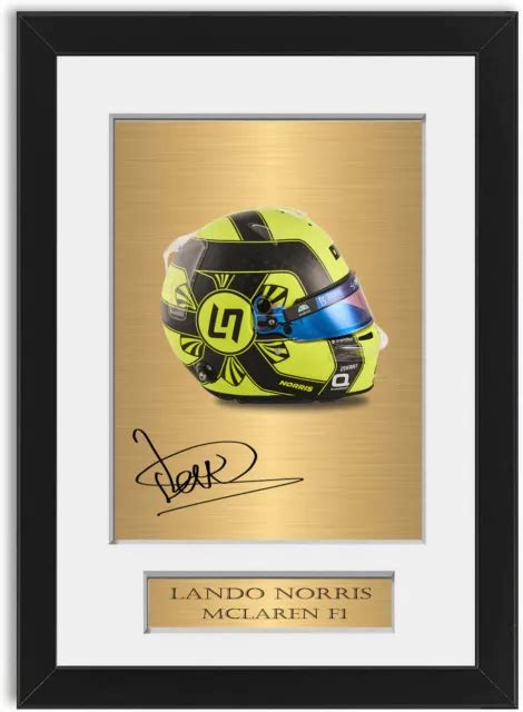 LANDO NORRIS MCLAREN Formel 1 2023 Helm Signiert Fotoanzeige Halterung