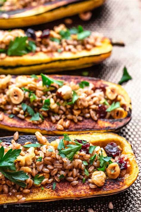 Easy Stuffed Delicata Squash Vegetarian The Mediterranean Dish