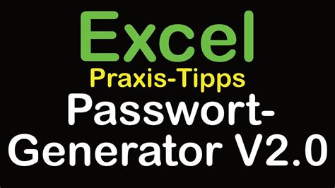 Excel Tutorial Passwort Generator Youtube