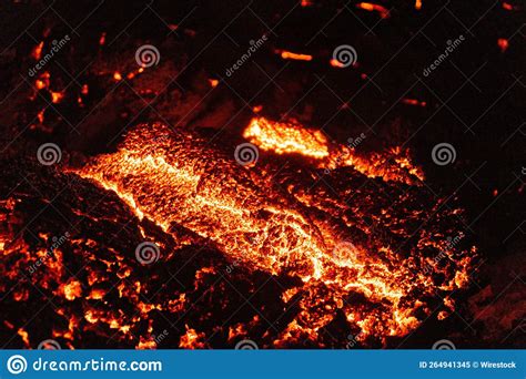 Aerial View of the Volcano Eruption at Night Stock Image - Image of ...