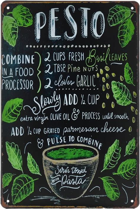 Amazon Food Vintage Tin Sign Pesto Retro Metel Sign Wall Decor