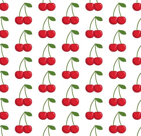 Premium Vector Vector Seamless Pattern In Cherries On A White