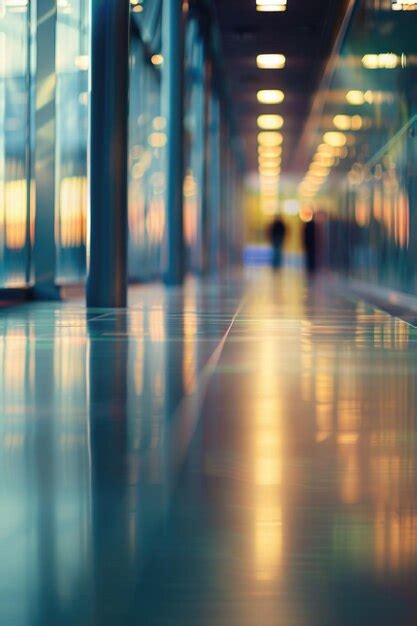 A Blurry Image Of A Hallway With A Person Walking In The Background