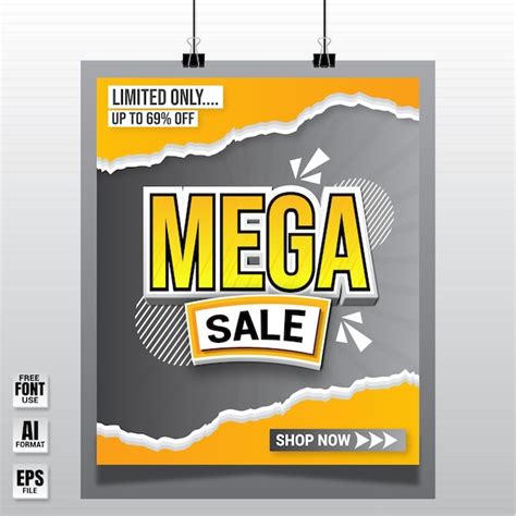 Premium Vector Mega Sale Poster Promotion Banner Paper Template Design