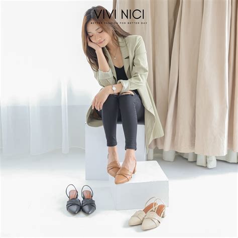 Jual Vivi Nici Vania Sepatu Sandal Mules Hak Cm Shopee Indonesia