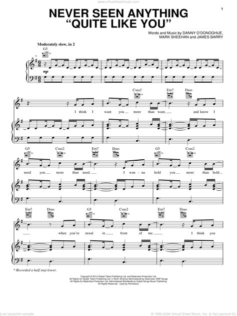 Never Seen Anything Quite Like You Sheet Music For Voice Piano Or Guitar