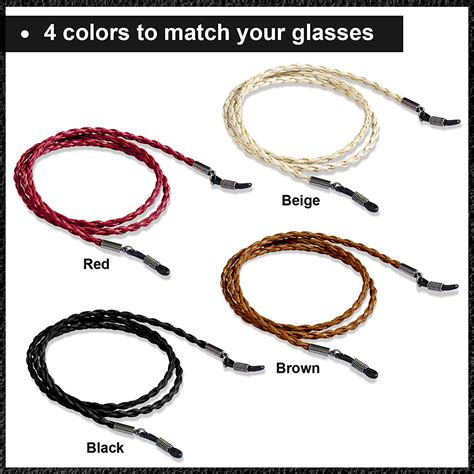 4 Pack Eyeglasses Holder Strap Cord Eyeglass Retainer Leather Eyeglasses String Holder Chain